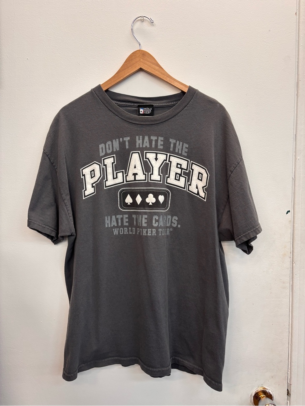 Vintage ‘05 World Poker Tour Men’s Grey Graphic T-Shirt XL Don’t Hate the Player